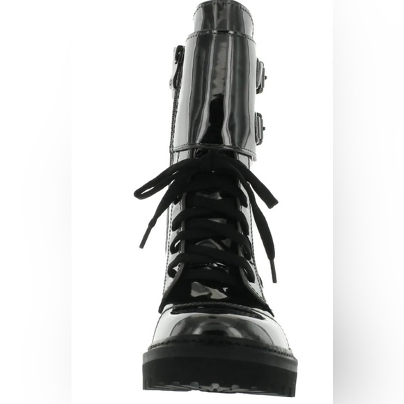 Dkny Shoes - DKNY Glossy Sark Gray Combat Boots